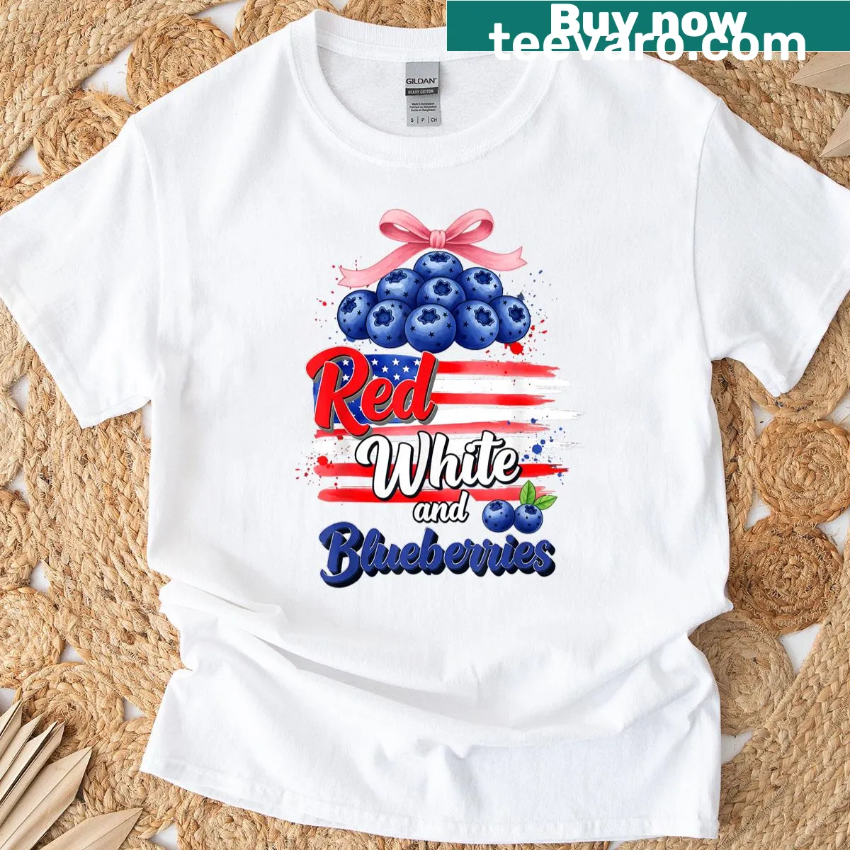 Vintage-style USA flag t-shirt with Red White And Blueberries design — on a men's t-shirt