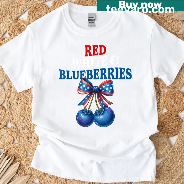 Humorous patriotic t-shirt featuring blueberries and USA theme