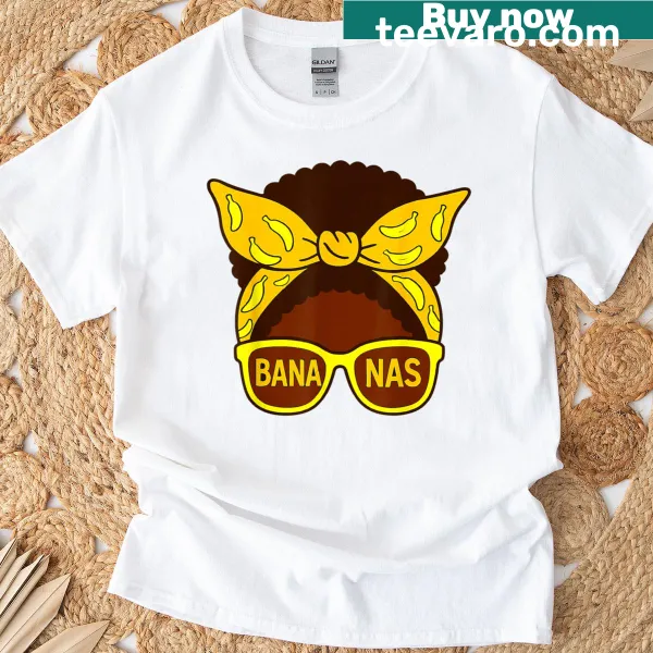Vintage-style T-shirt with a playful banana graphic and bow design