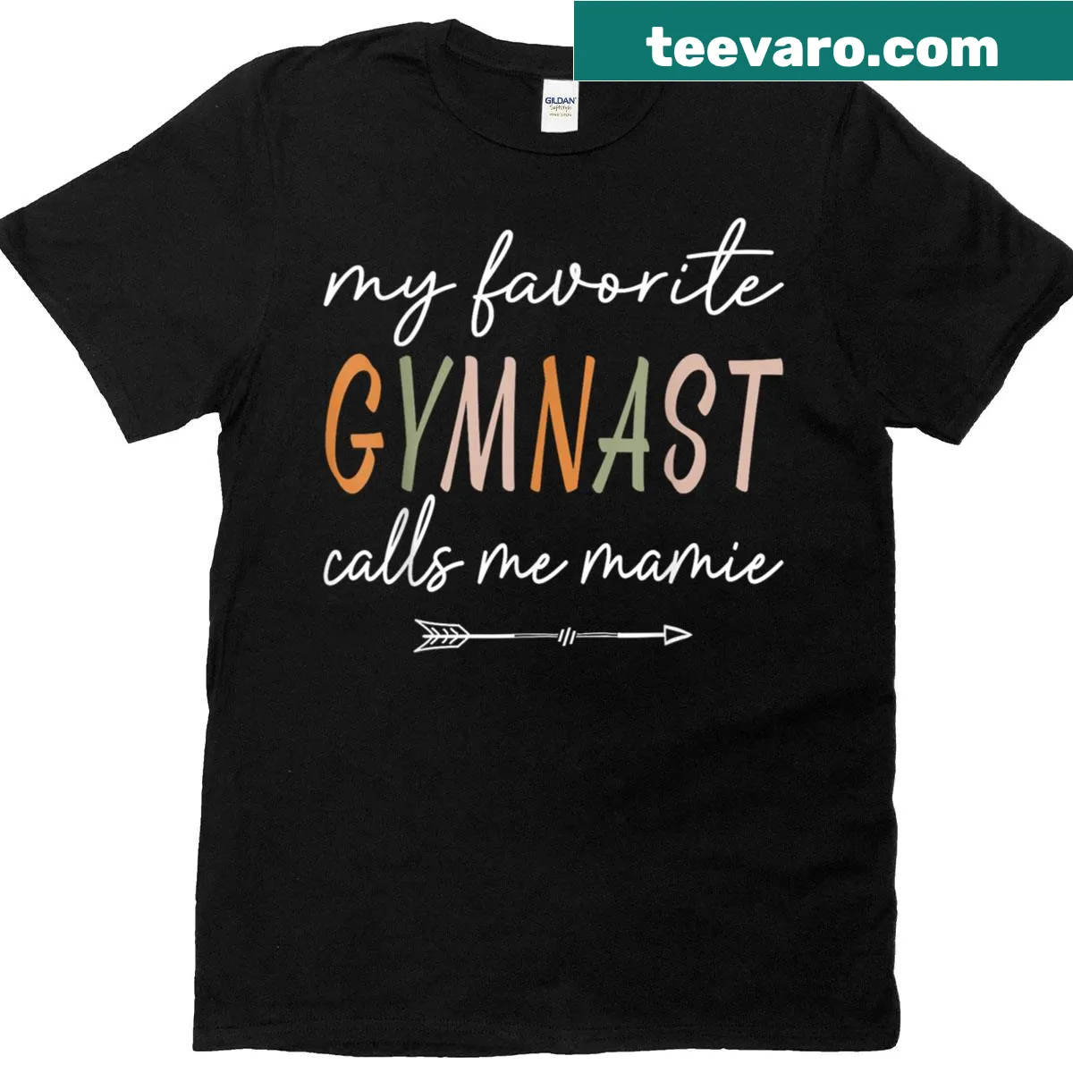Vintage T-shirt reading 'My Favorite Gymnast Calls Me Mamie'. — on a men's t-shirt