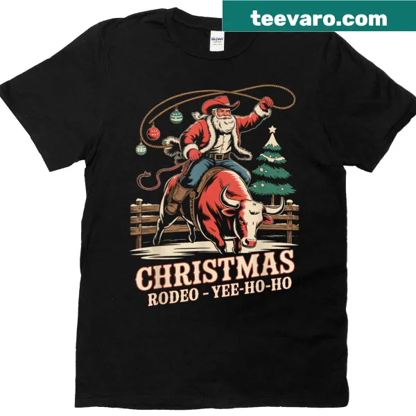 Vintage Santa Claus cowboy T-shirt for Christmas