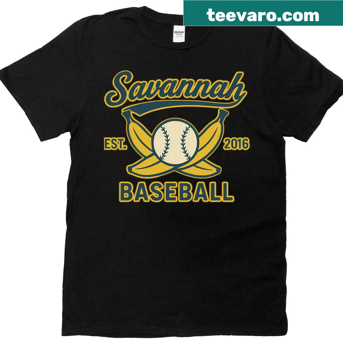 Savannah Baseball t-shirt featuring establishment year 2016 in bold typography — on a men's t-shirt