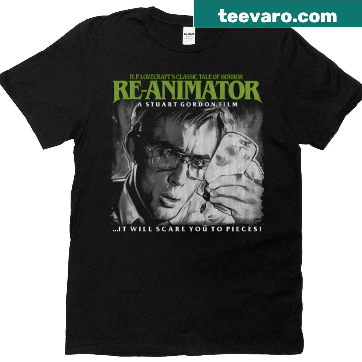 Vintage-style Halloween T-shirt with horror movie monster graphic — on a men's t-shirt