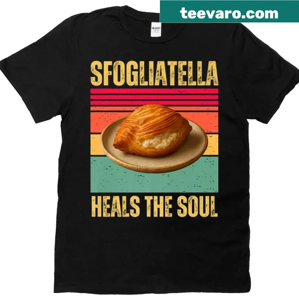 Funny retro T-shirt featuring sfogliatella pastry graphic
