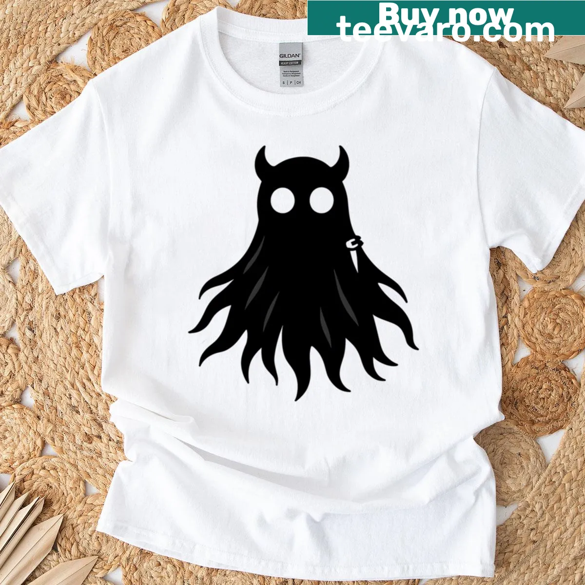 Hollow Knight-themed t-shirt featuring the shadow character — on a men's t-shirt