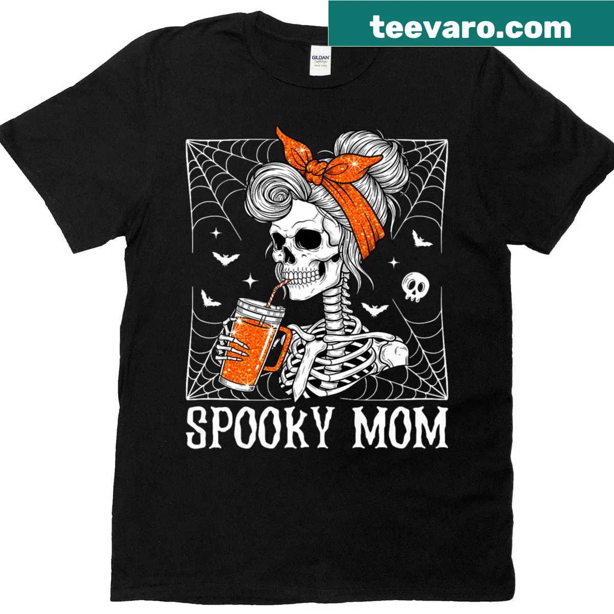 Vintage distressed shirt featuring the text 'Spooky Mom' for Halloween — on a men's t-shirt