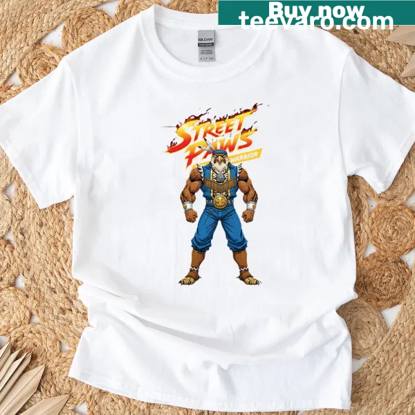 Illustrated eagle design on a Street Paws-themed t-shirt