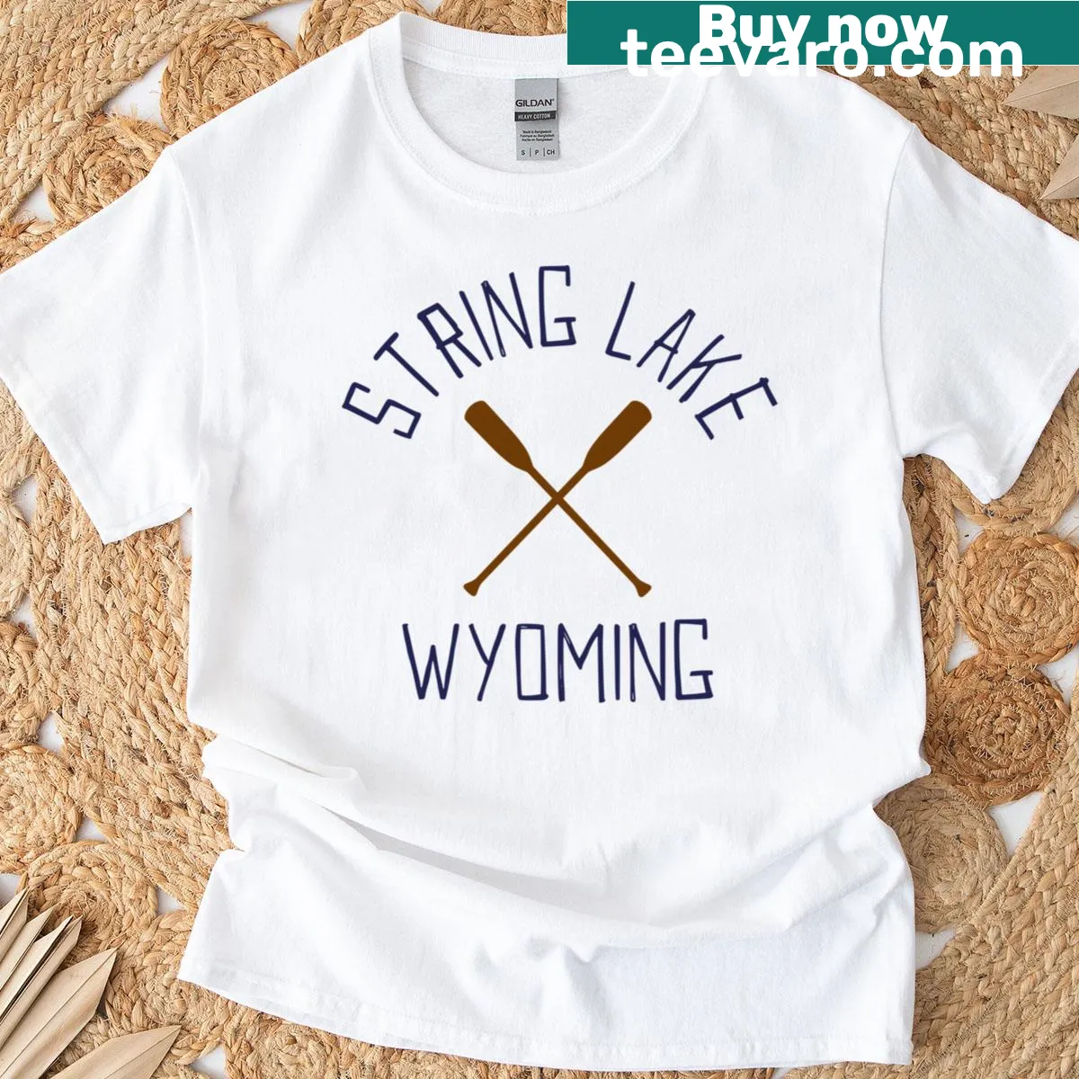 Vintage T-shirt inspired by the outdoors and String Lake in Wyoming — on a men's t-shirt