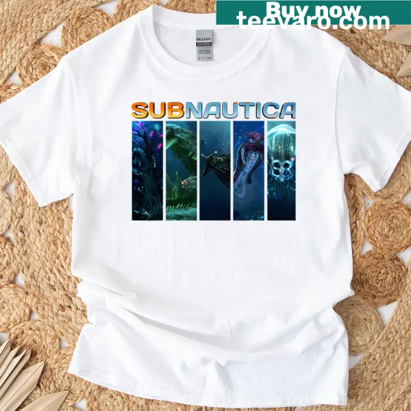 T-shirt featuring a funny gamer graphic related to Subnautica
