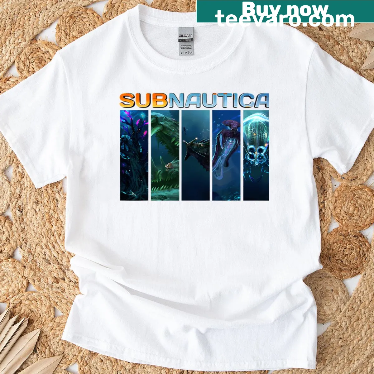 T-shirt featuring a funny gamer graphic related to Subnautica — on a men's t-shirt