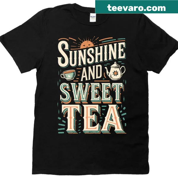 Retro t-shirt with a cheerful sun and sweet tea graphic