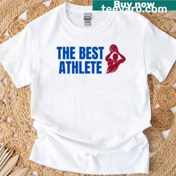 Badge-emblem style basketball athlete graphic t-shirt