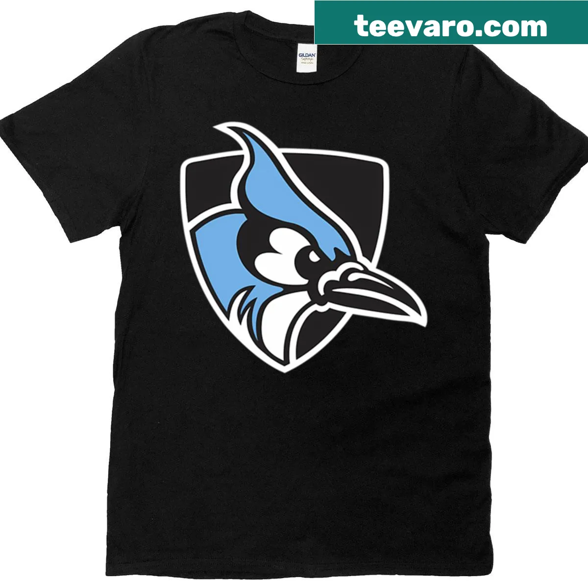 Johns Hopkins Blue Jays logo on a casual t-shirt — on a men's t-shirt
