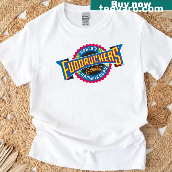 Fuddruckers logo on a T-shirt featuring French fries