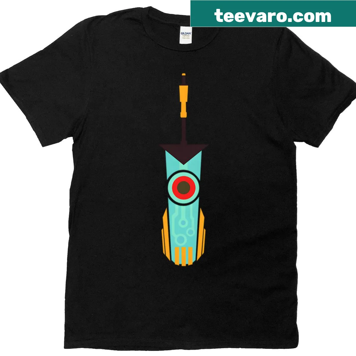 Transistorsword graphic T-shirt featuring a bold illustration of a transistor. — on a men's t-shirt