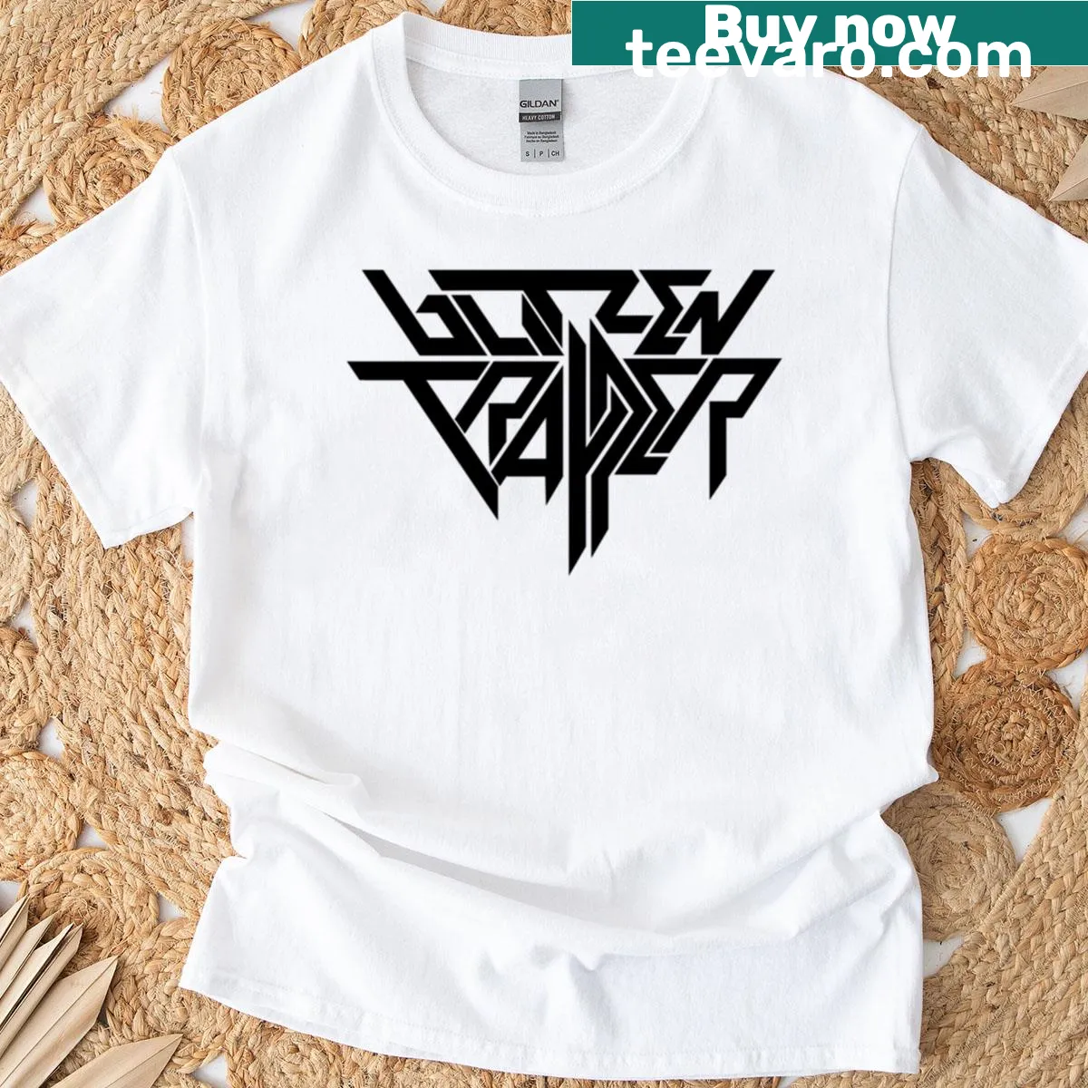 Minimalist Trapper logo on a black T-shirt — on a men's t-shirt