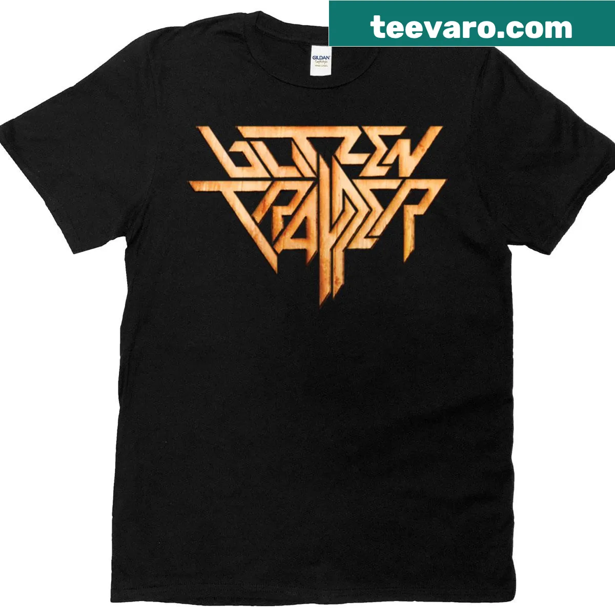 Trapper logo t-shirt with rustic outdoor emblem — on a men's t-shirt