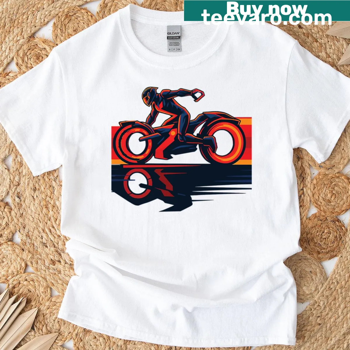 Oversized t-shirt featuring the Ares logo from Tron — on a men's t-shirt