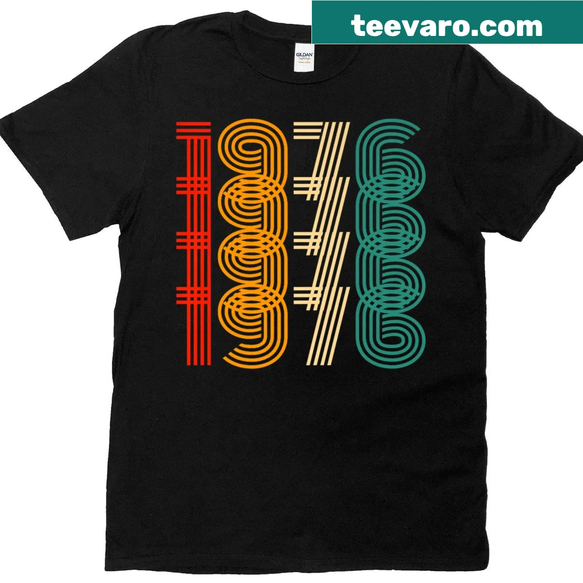 Vintage birthday shirt for 1976 with nostalgic elements — on a men's t-shirt