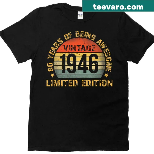 Vintage birthday decorations T-shirt for 80th birthday celebration