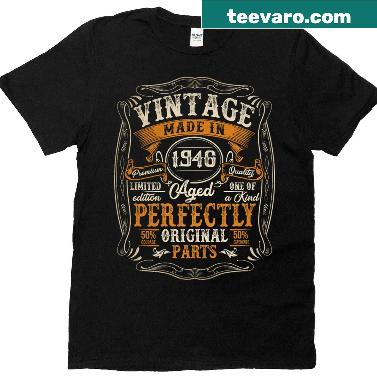 Vintage T-shirt celebrating 80 years for men born in 1946 — on a men's t-shirt