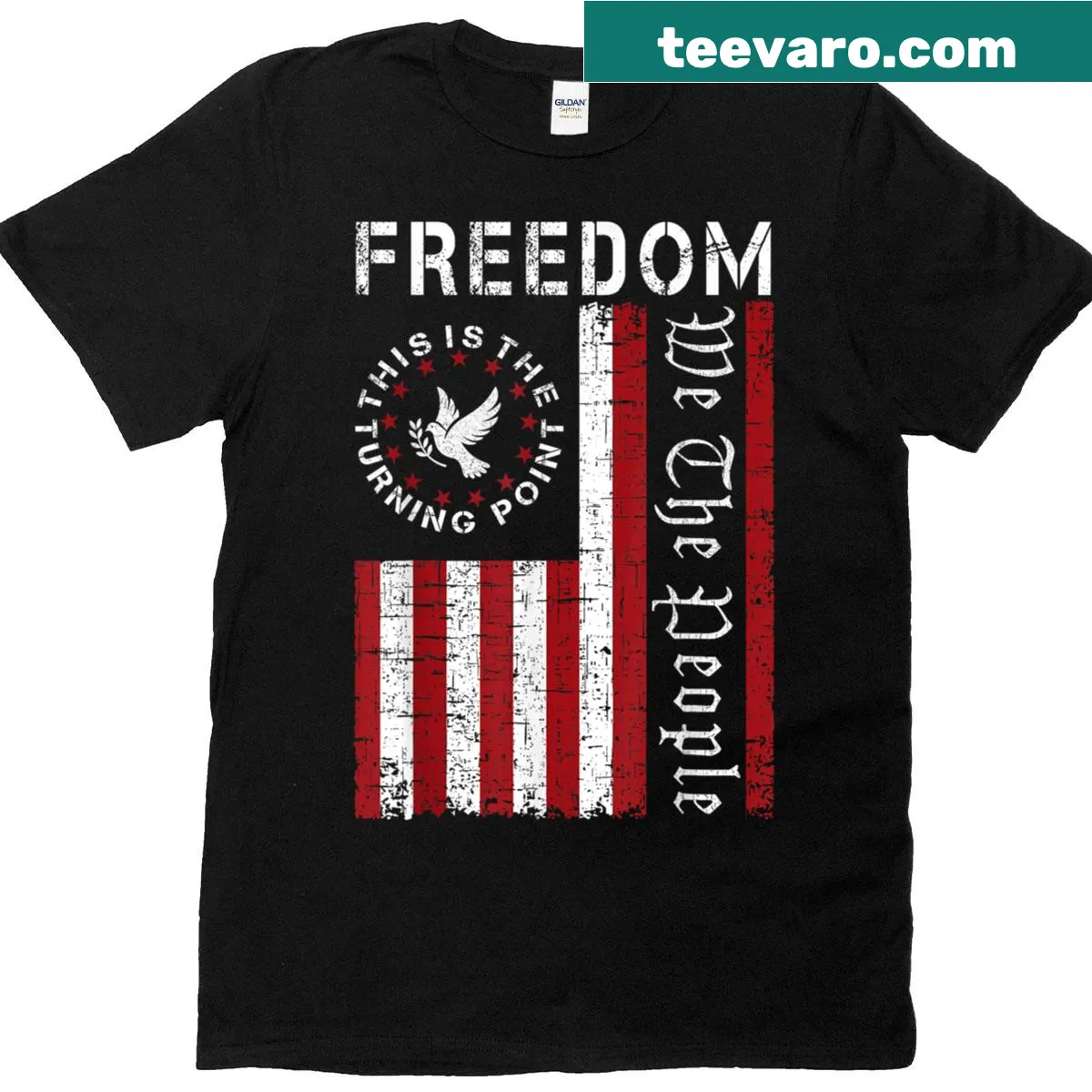 Vintage American flag t-shirt celebrating patriotic pride — on a men's t-shirt