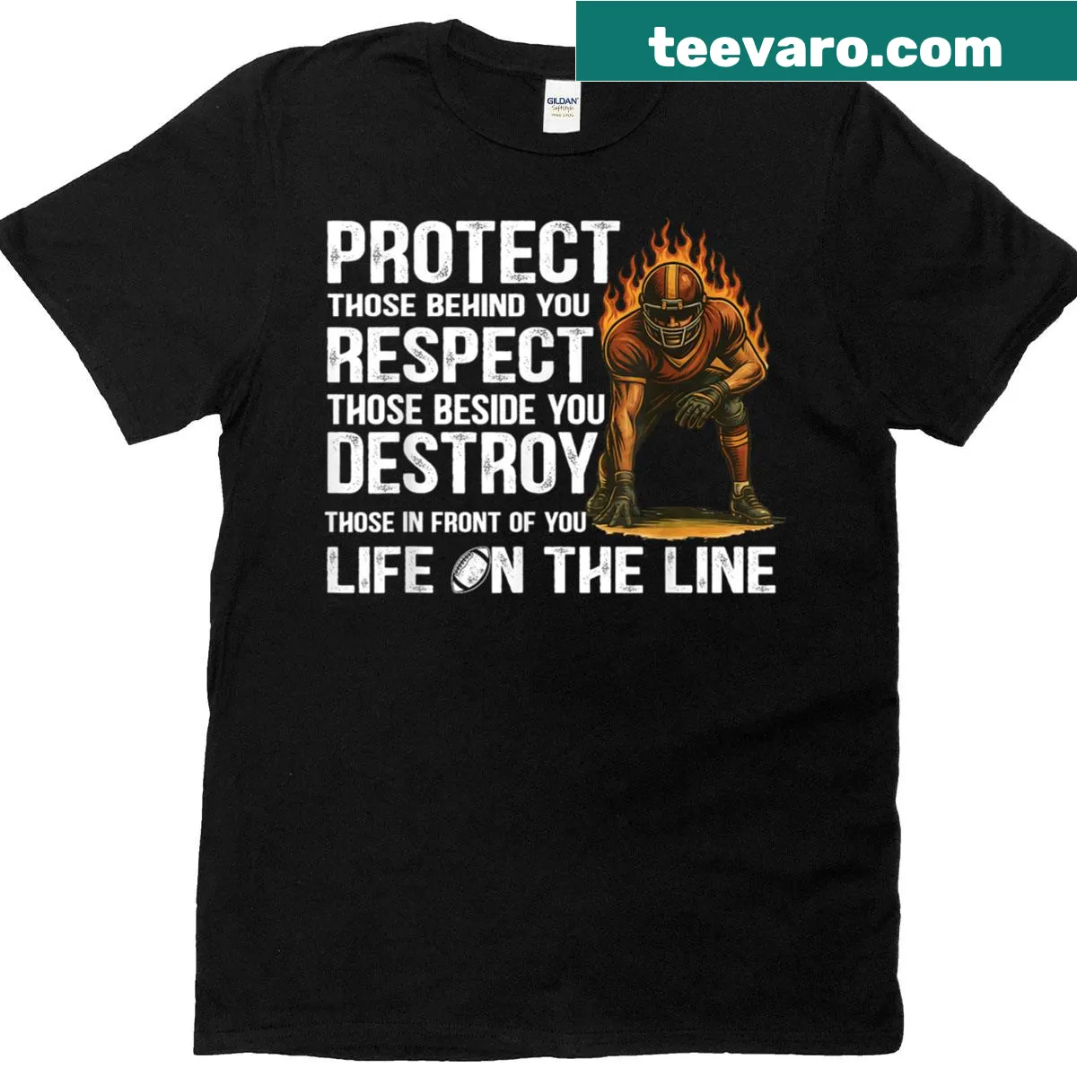 Vintage football t-shirt with bold phrases for offensive linemen — on a men's t-shirt