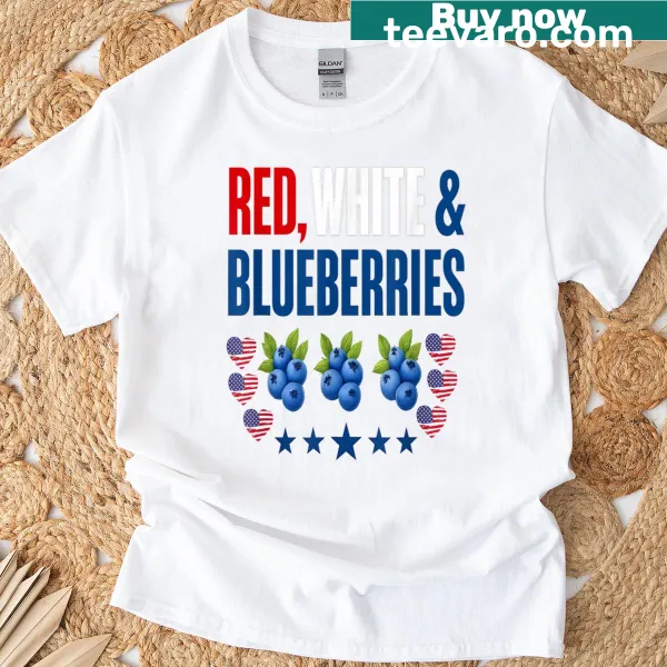 Vintage patriotic T-shirt with blueberries and American colors