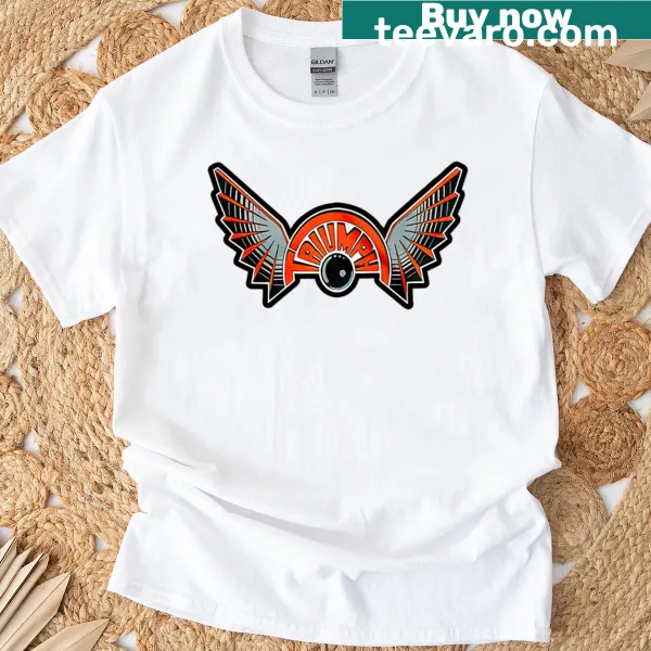 Retro T-shirt with winged horizon power emblem