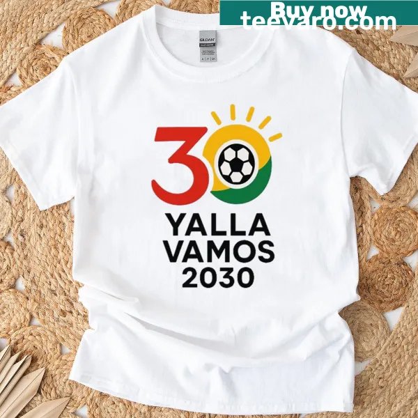 Badge-style T-shirt celebrating World Cup 2030 fans