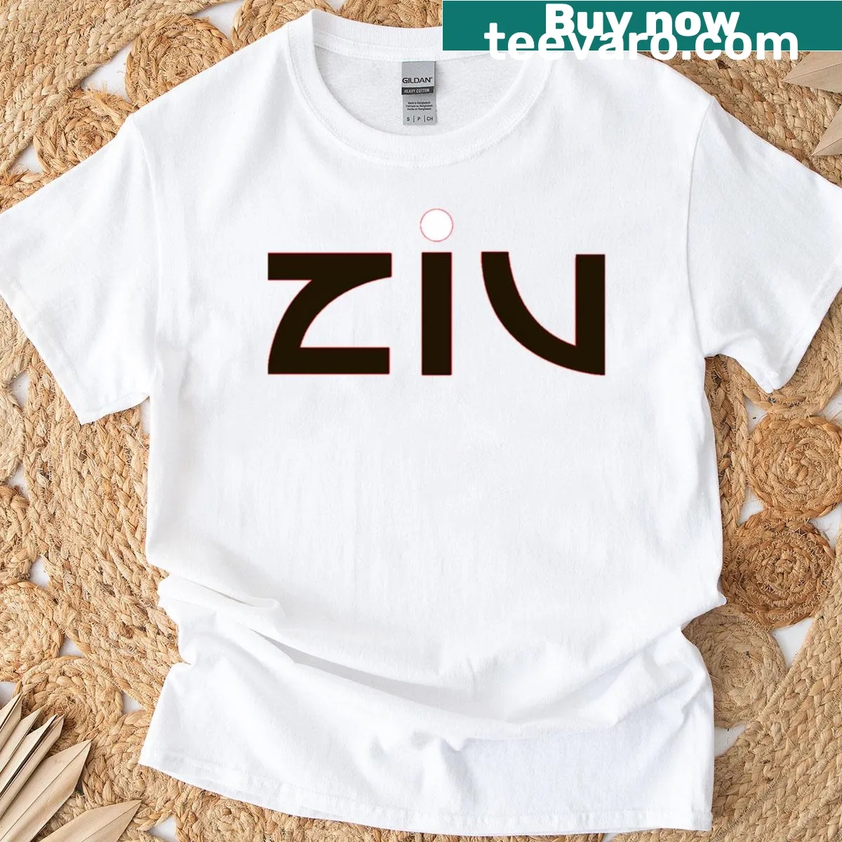 Illustrative T-shirt featuring the Ziv Company logo related to video games. — on a men's t-shirt