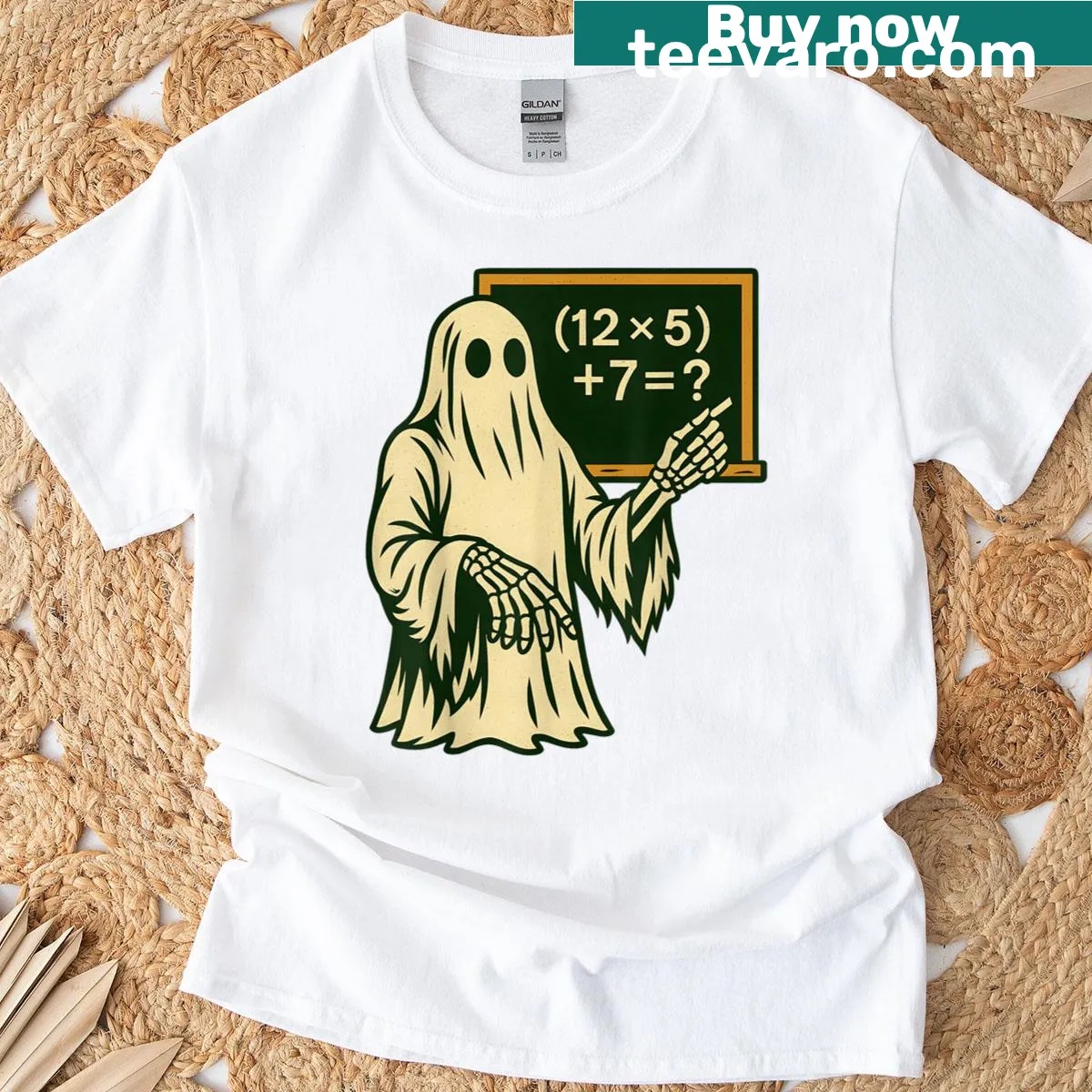 Illustration of a ghost with a math joke for teachers — on a men's t-shirt