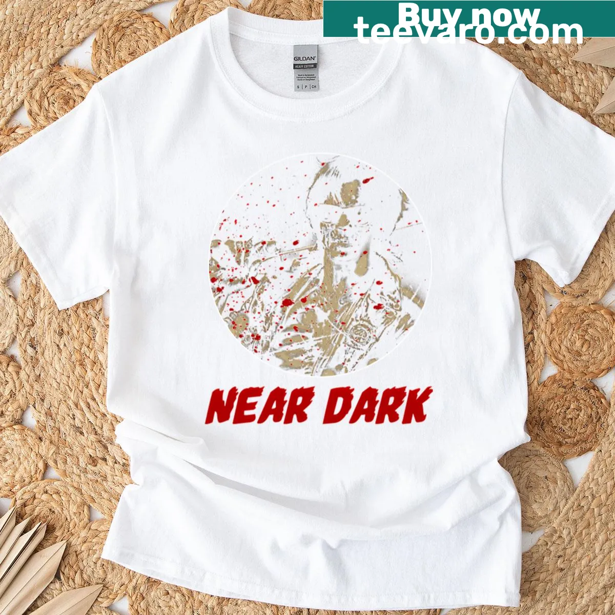 T-shirt featuring humorous American movie characters and film-related sayings — on a men's t-shirt