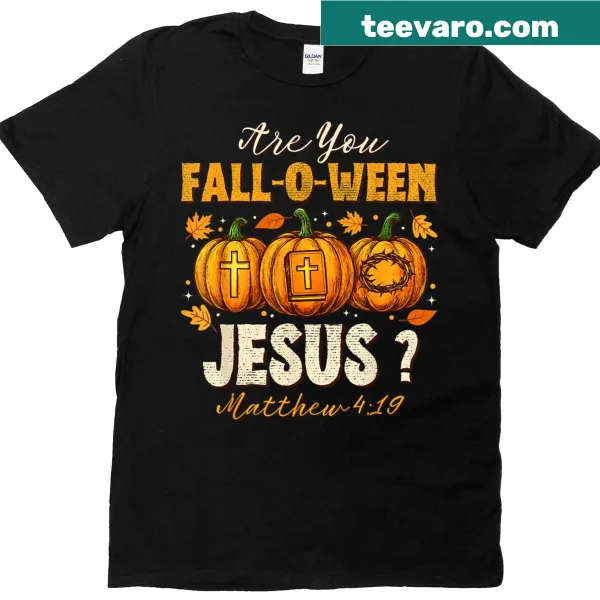 Autumn-themed Halloween t-shirt with pumpkins and Christian elements
