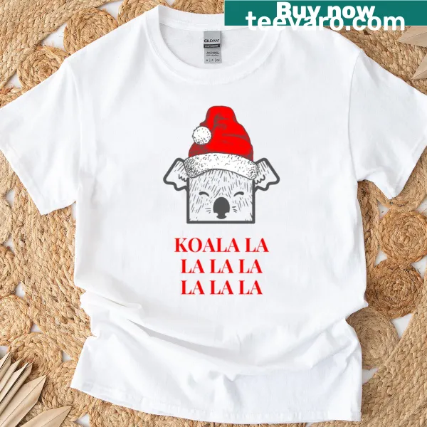Illustrated Aussie Christmas Koala on a festive t-shirt