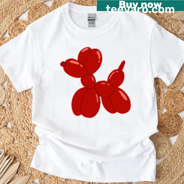 Playful balloon dog illustration on a t-shirt