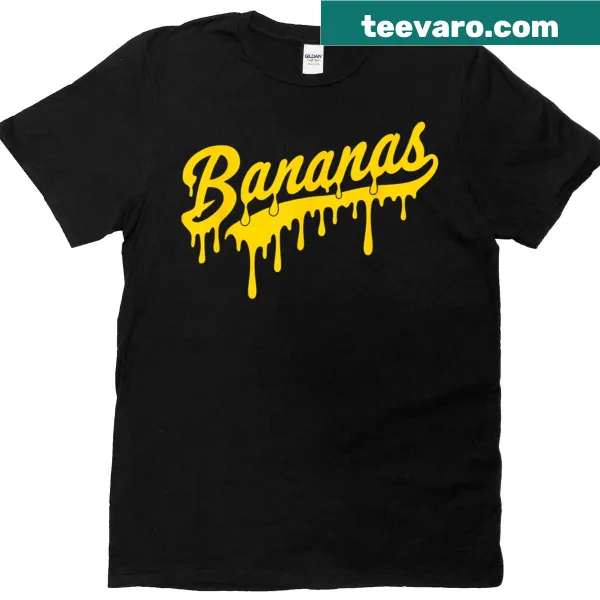 Fun t-shirt with a graphic of dripping bananas in playful design