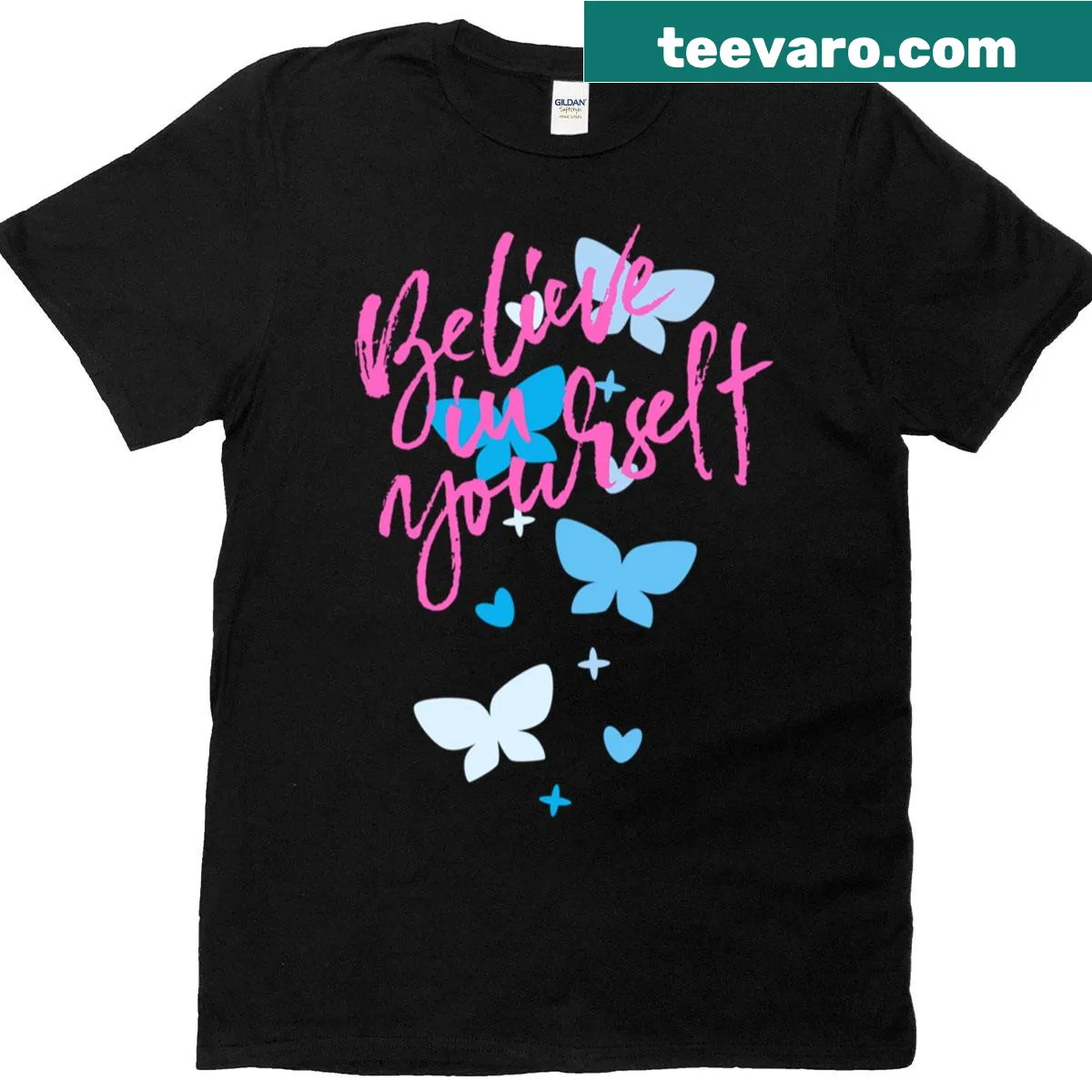 Inspirational butterfly quote design on a motivational t-shirt — on a men's t-shirt