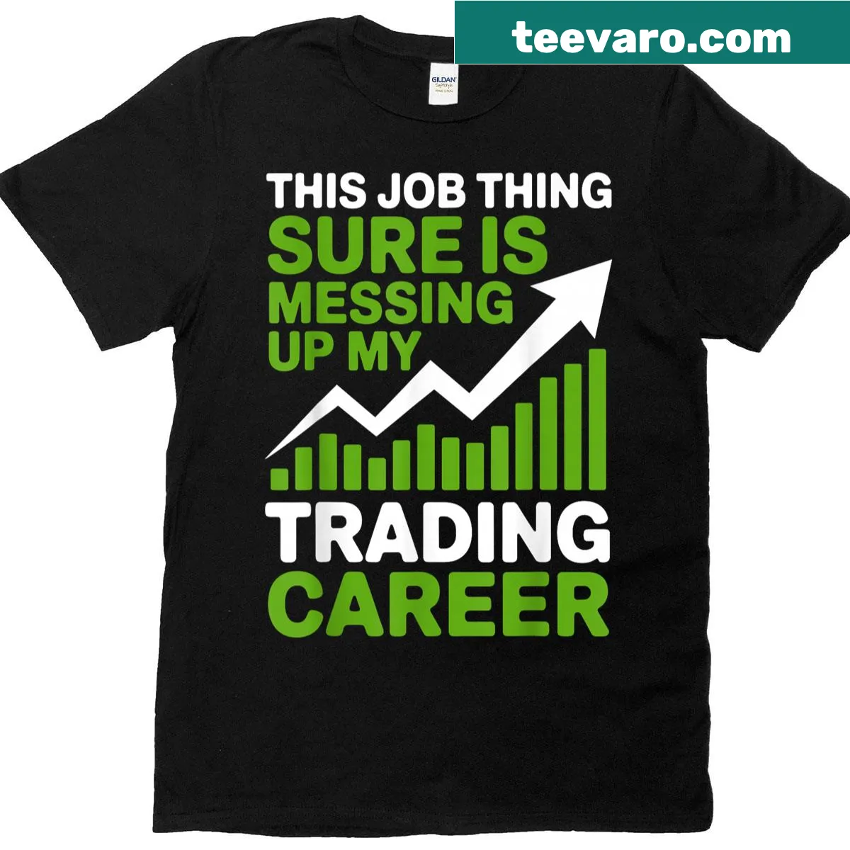 Artistic stock trading T-shirt for day traders — on a men's t-shirt