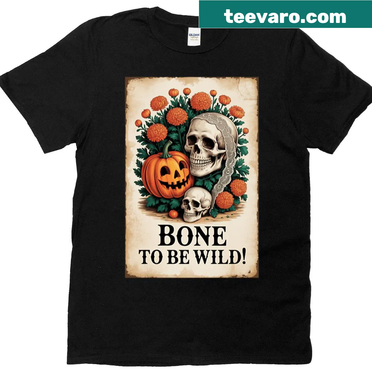 Edgy skull graphic Halloween T-shirt — on a men's t-shirt