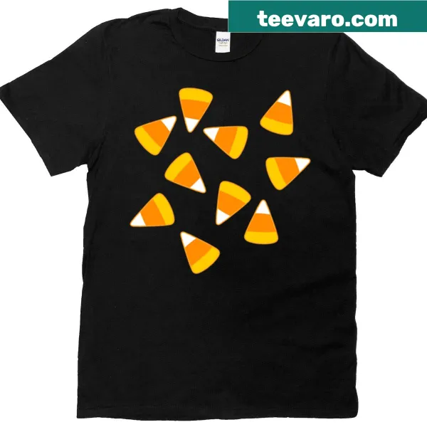 Playful Candy Corn graphic on a Halloween t-shirt