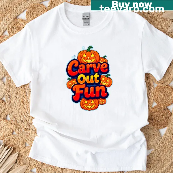 Joyful Jack-o-lantern illustration for Halloween on a T-shirt