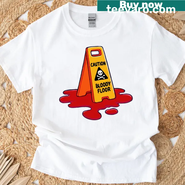 Humorous caution warning text T-shirt
