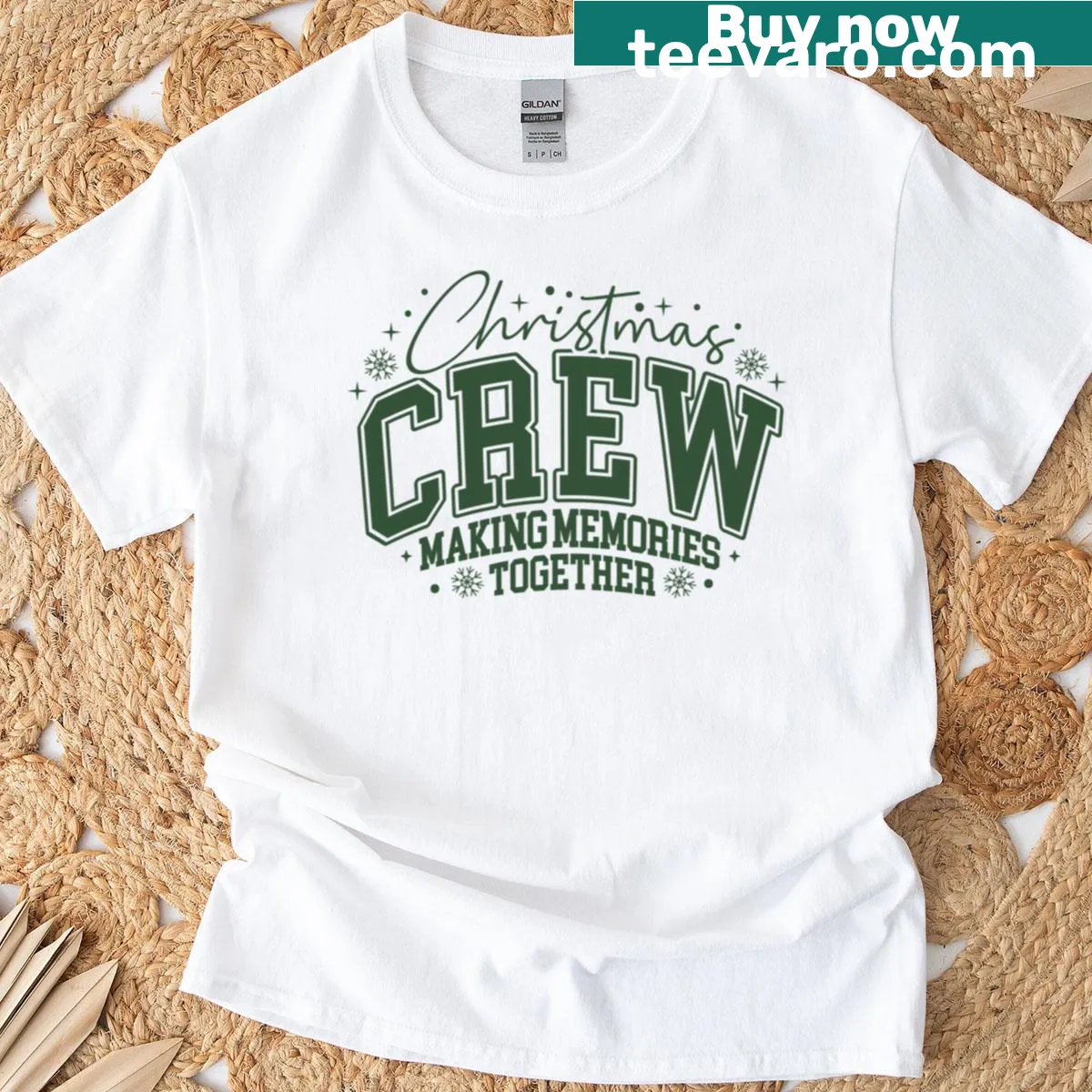 Festive t-shirt with 'Christmas Crew' text for families — on a men's t-shirt