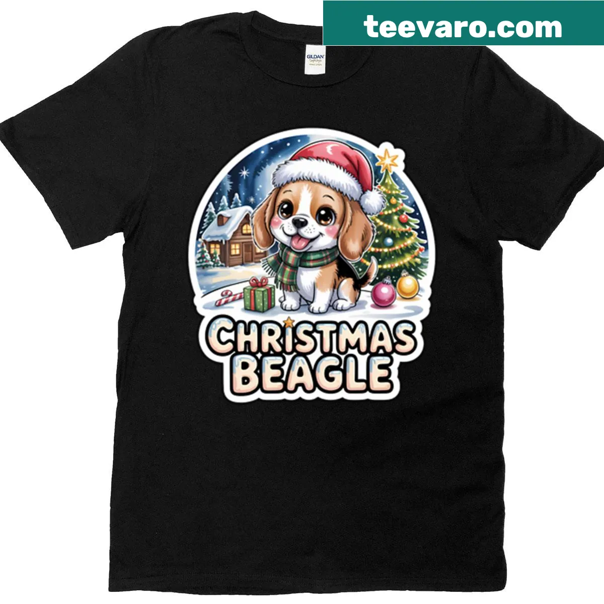 Cute beagle illustration on a holiday T-shirt for dog lovers — on a men's t-shirt