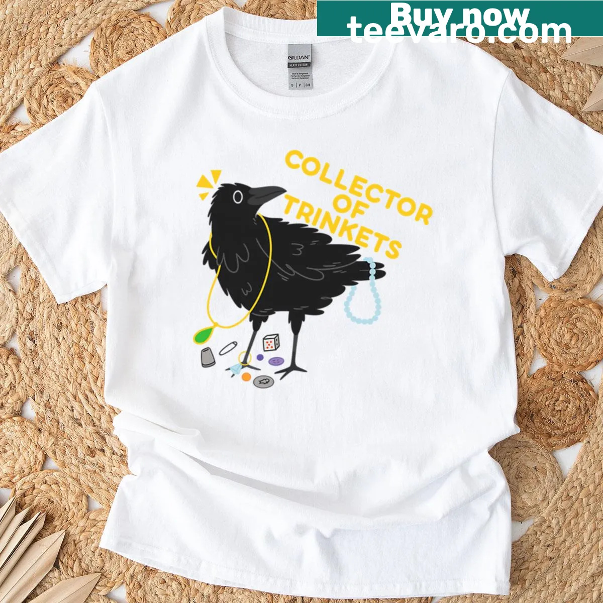 T-shirt with typography design celebrating trinket collectors — on a men's t-shirt