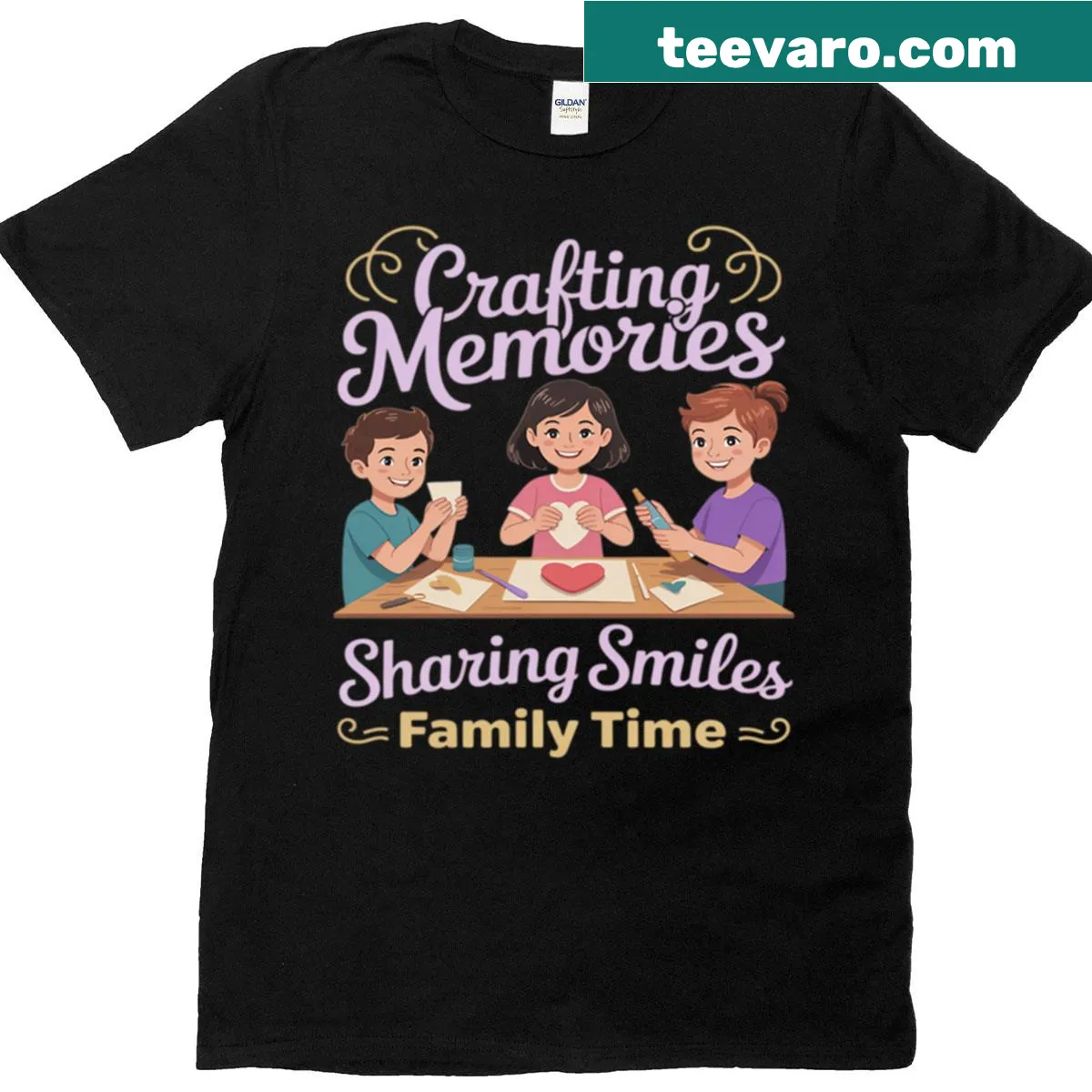 T-shirt with family-themed message about memories and smiles — on a men's t-shirt