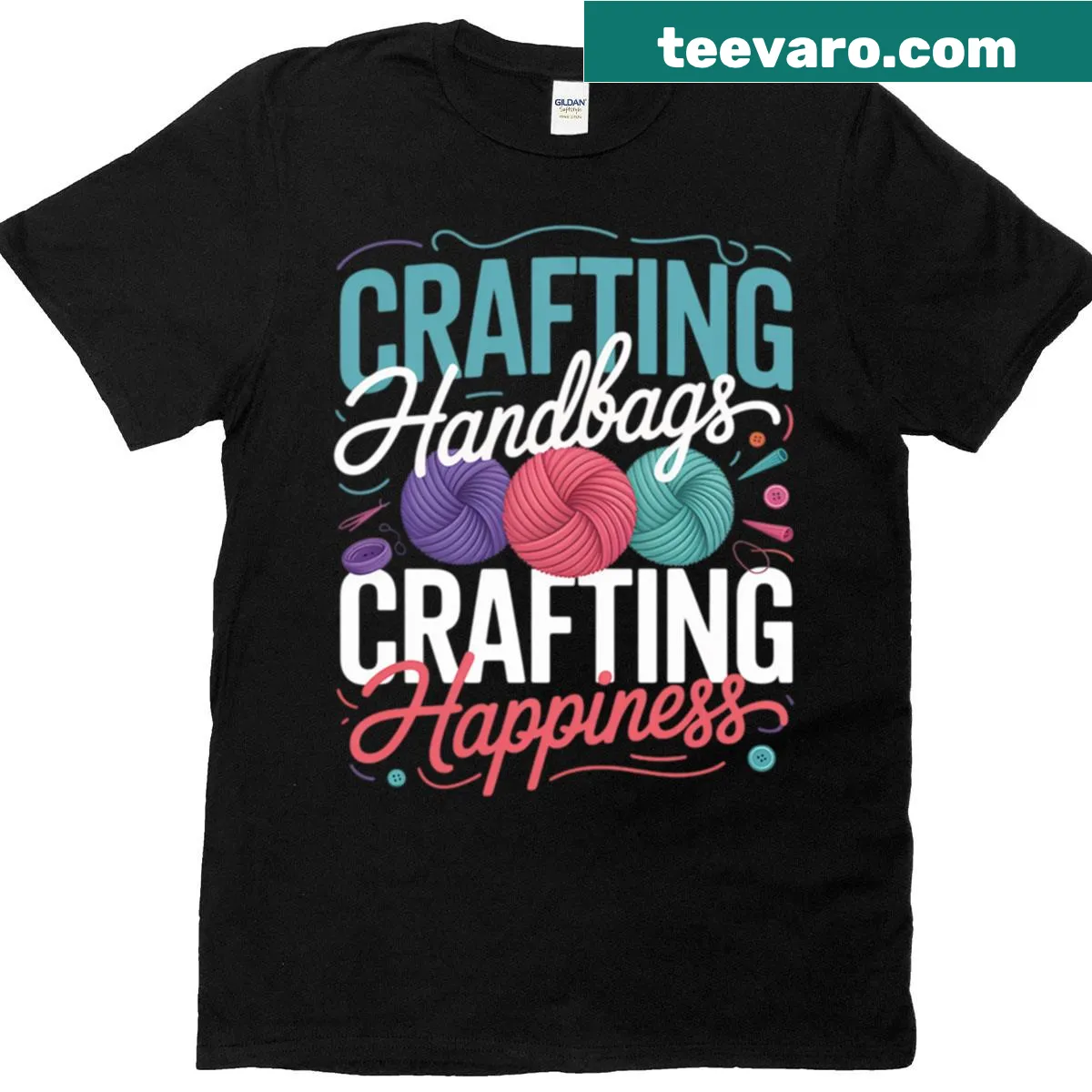 Crafting-themed t-shirt with 'Crafting Happiness' text — on a men's t-shirt