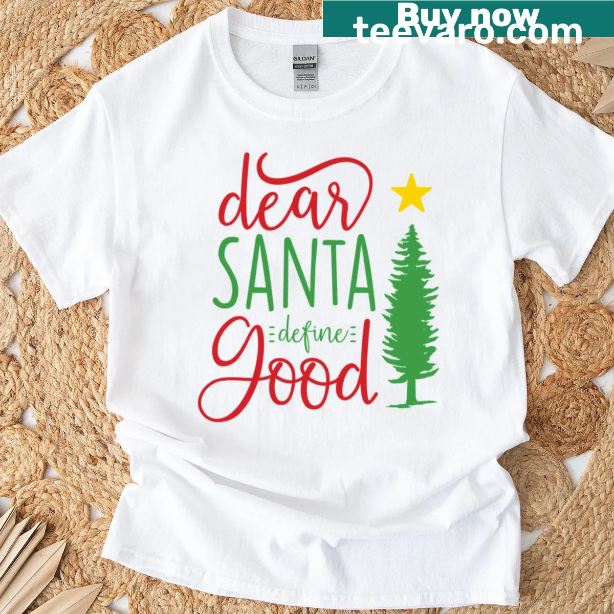 Oversized T-shirt with humorous Christmas phrase about Santa — on a men's t-shirt