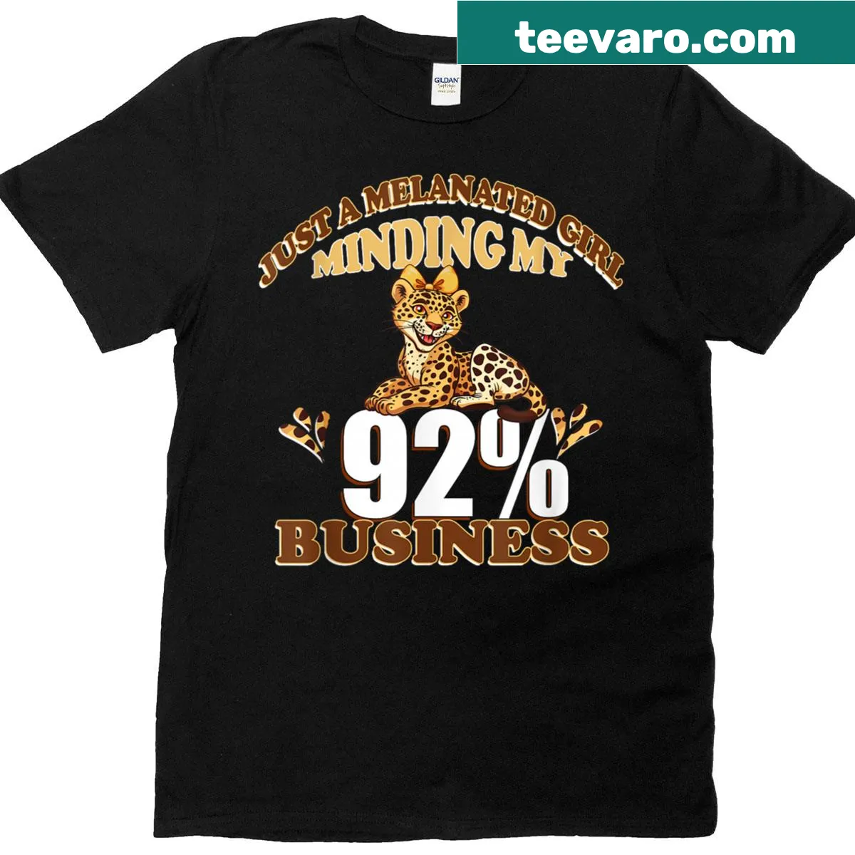 Leopard-themed t-shirt celebrating African American pride — on a men's t-shirt